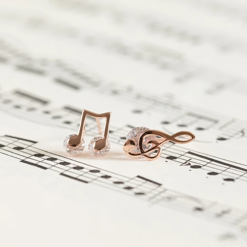 Rose Gold Musical Studs (S925) - Only 1 left! - Picture 2 of 6